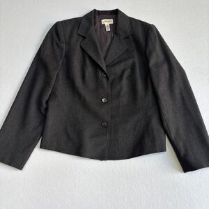 Talbots VTG Wool Blazer Jacket Women's 12 Gray Career Office Workwear Short